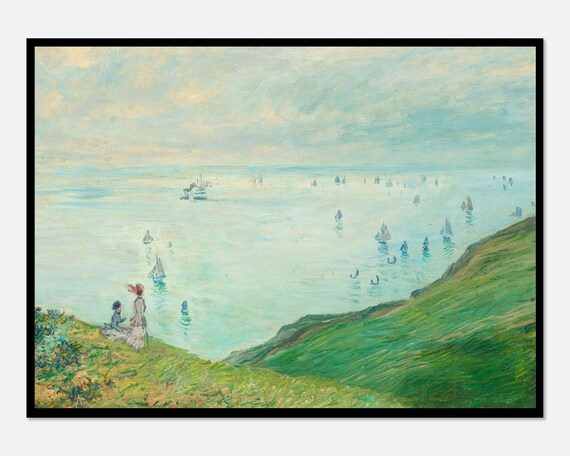 Claude Monet Cliffs At Pourville 1882 Sailboats Coast Art Poster