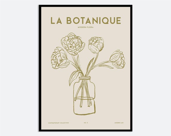 Flowers In Vase Wall Art Print Hand Drawn Contemporary Botanical Illustration Modern Floral Poster Minimal Line Ma140