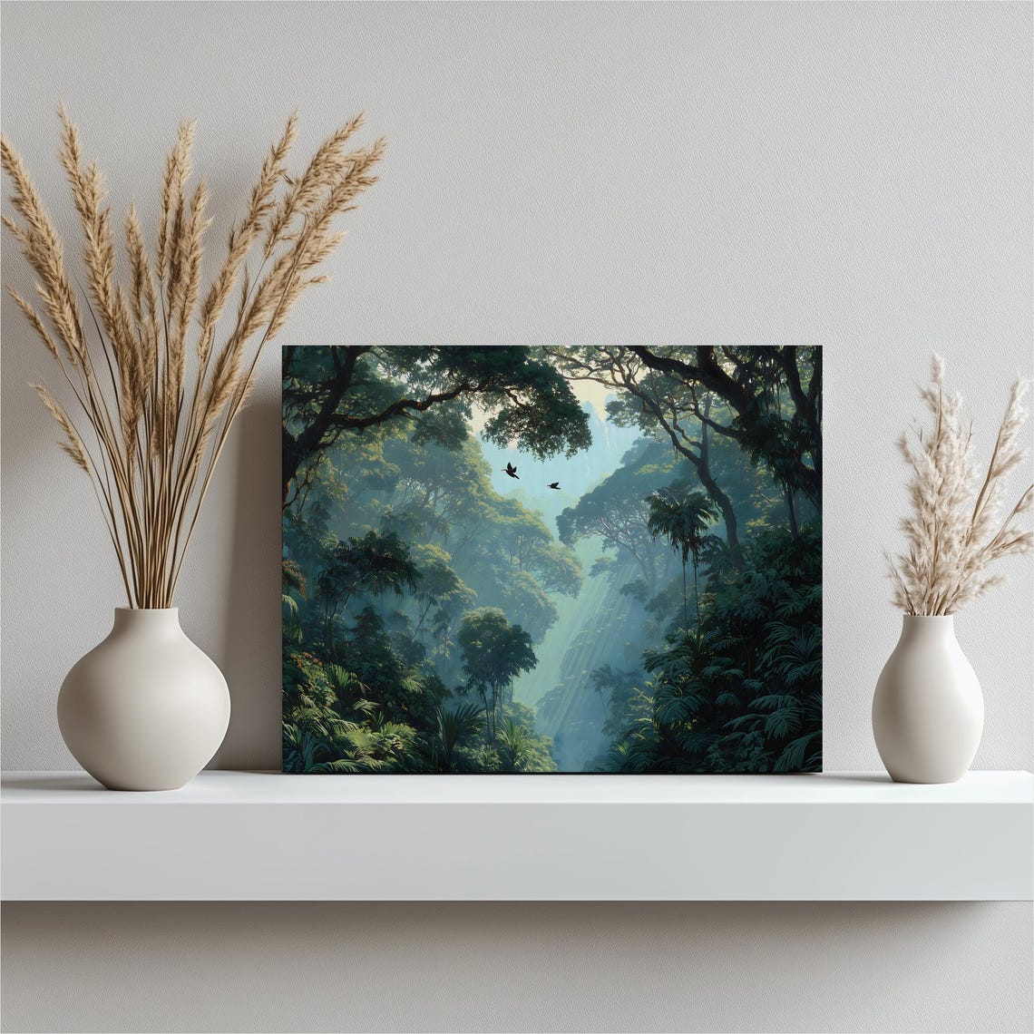 Tropical Rainforest Sunbeams Dense Jungle Canopy Canvas Wall Art