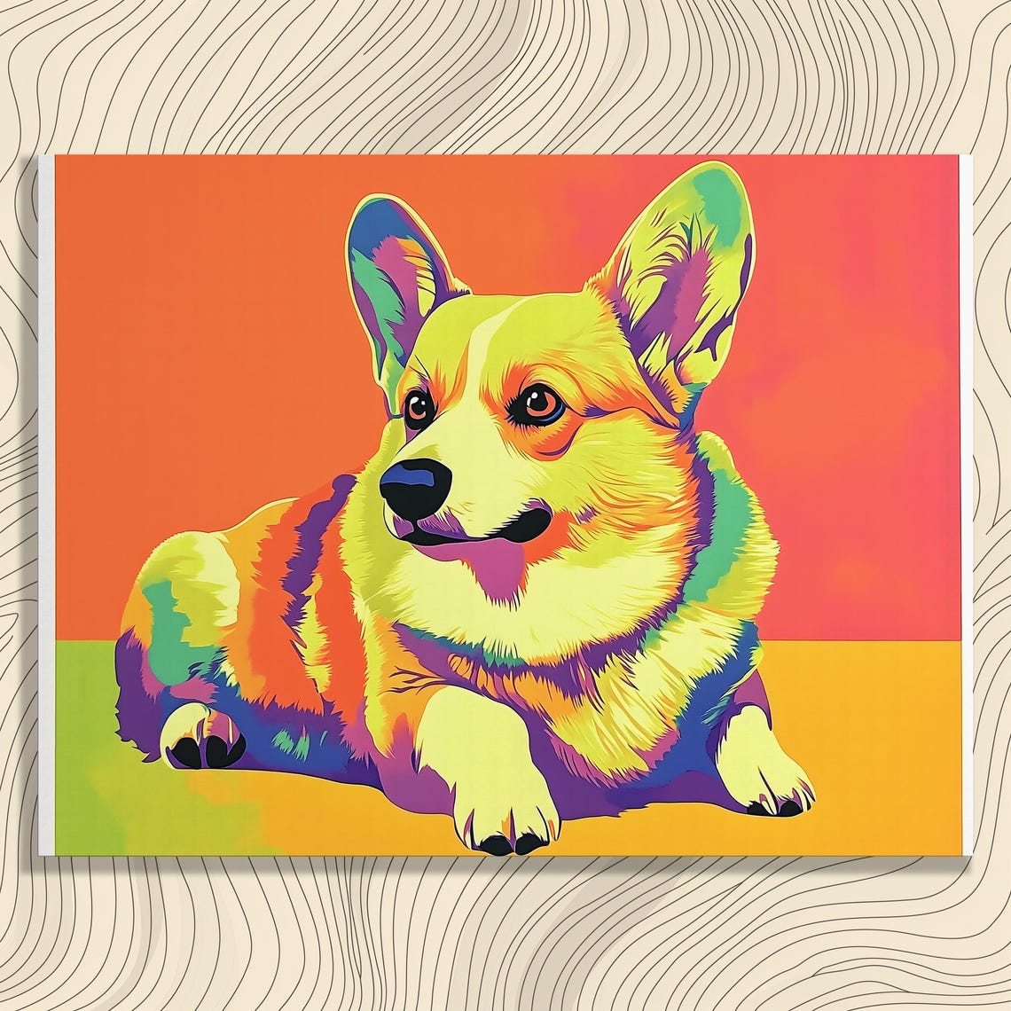 Colorful Pop Art Corgi Dog Portrait Vibrant Rainbow Wall Decor Poster