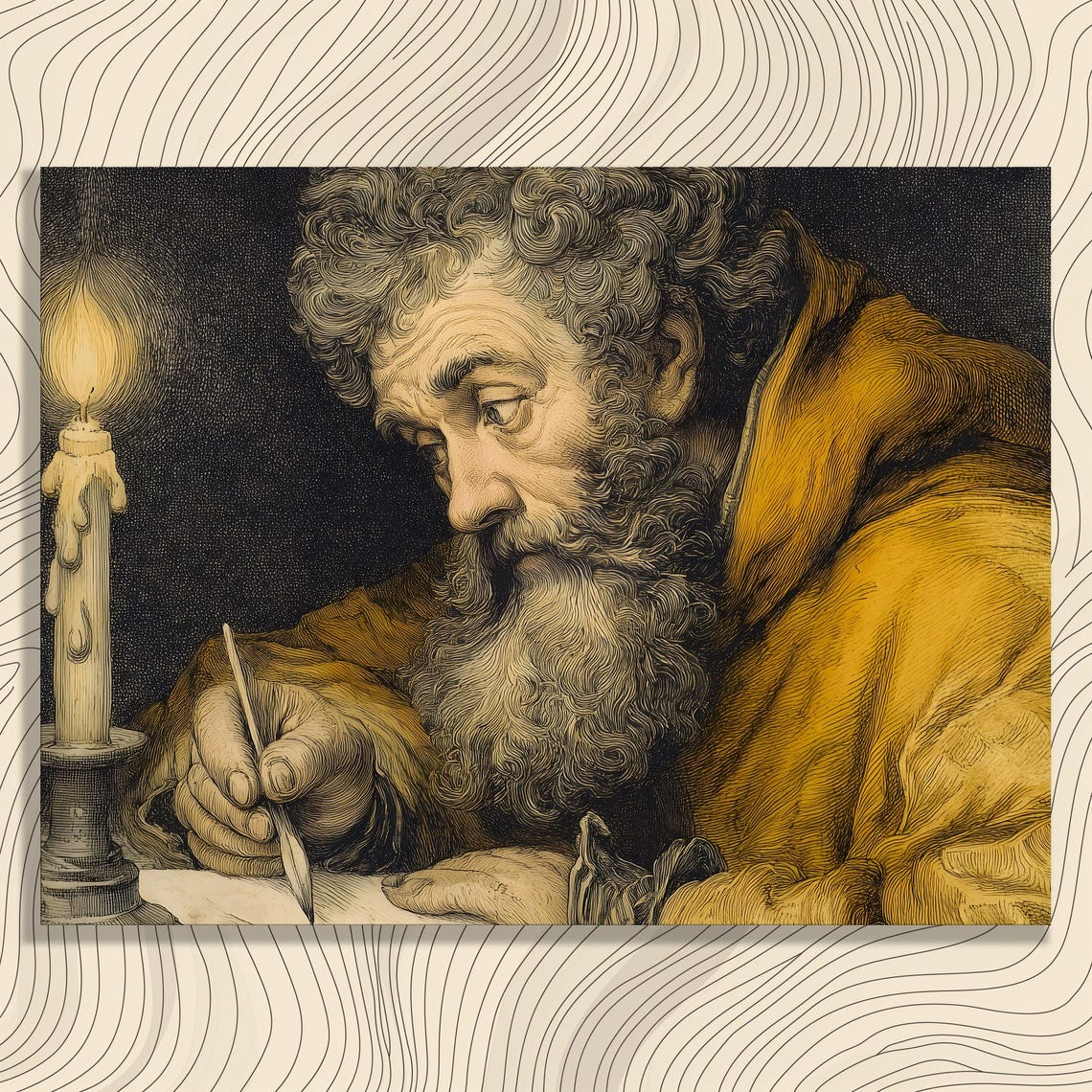 Candlelight Scholar Writing By Quill Old Master Style Portrait Poster