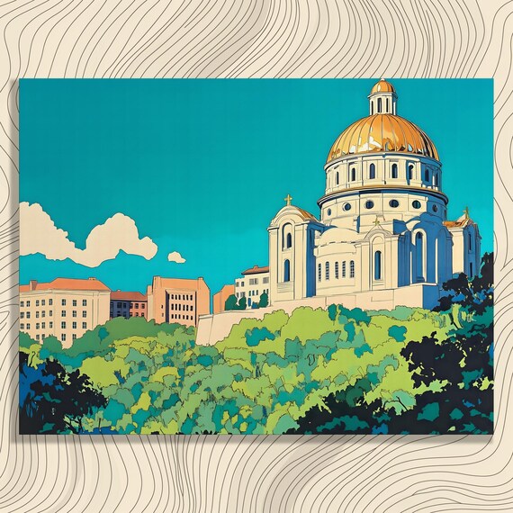 Vibrant Dome Architecture Canvas Wall Art Modern Cityscape Landscape Print Decor Gift For Enthusiasts And Travelers Home
