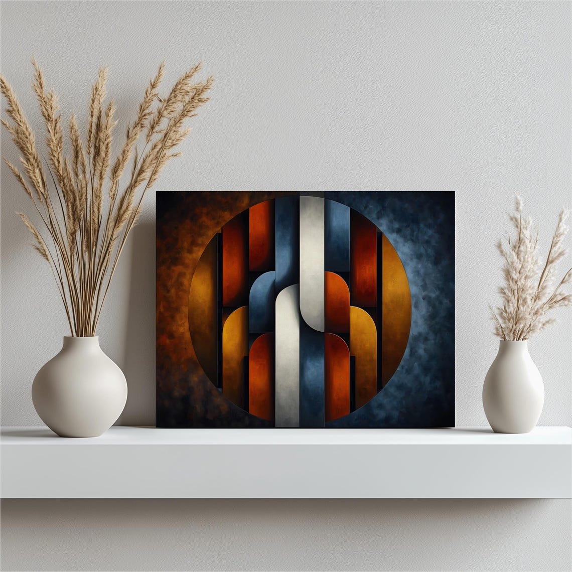 Abstract Geometric Circle Art Deco Arches Burnt Orange Wall Art