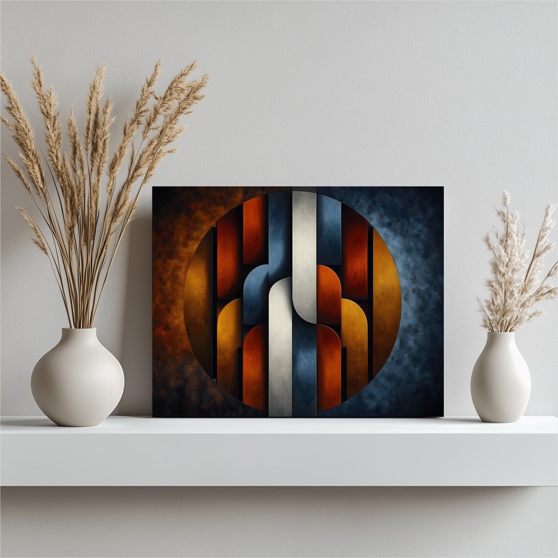 Geometric Abstract Canvas Wall Art Modern Print Large Shapes Decor Colorful Geometry Gift Contemporary Design
