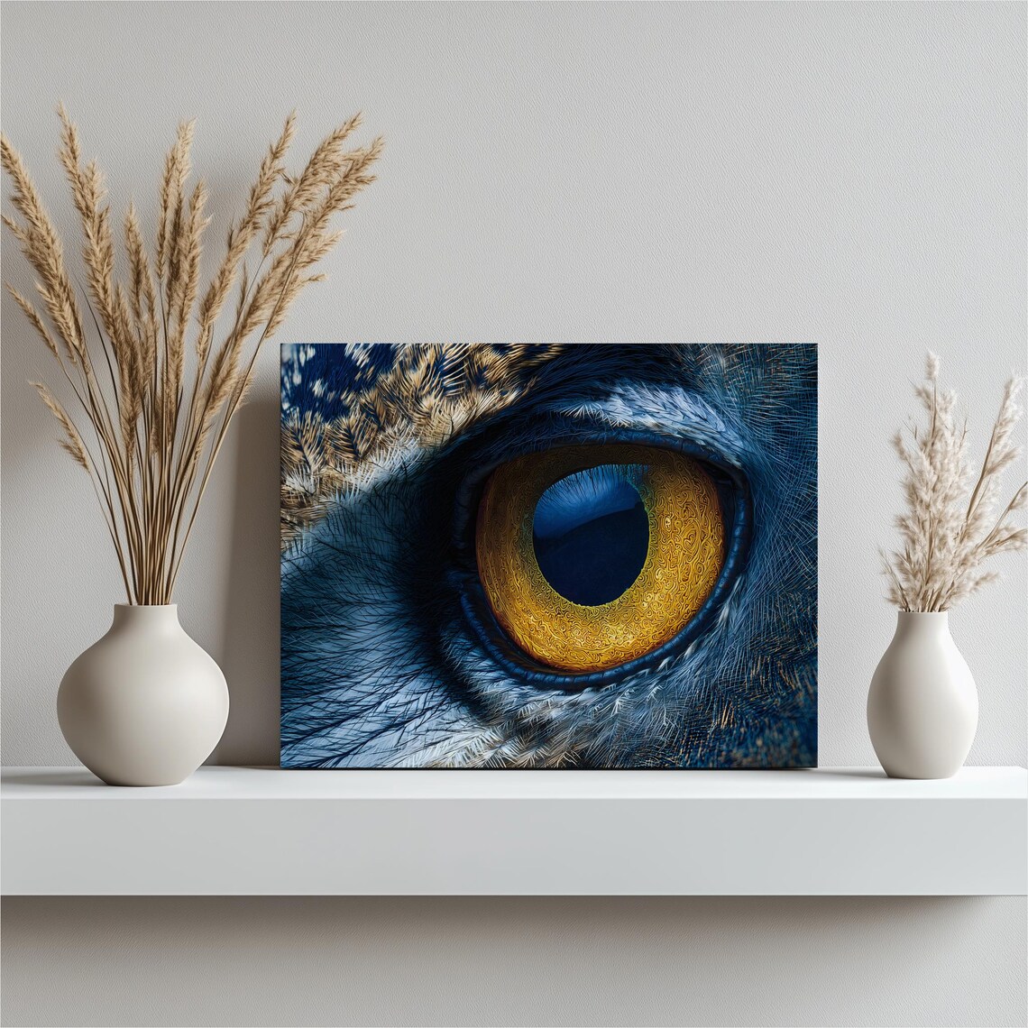 Majestic Owl Golden Eye Macro Close Up Wildlife Photo Poster