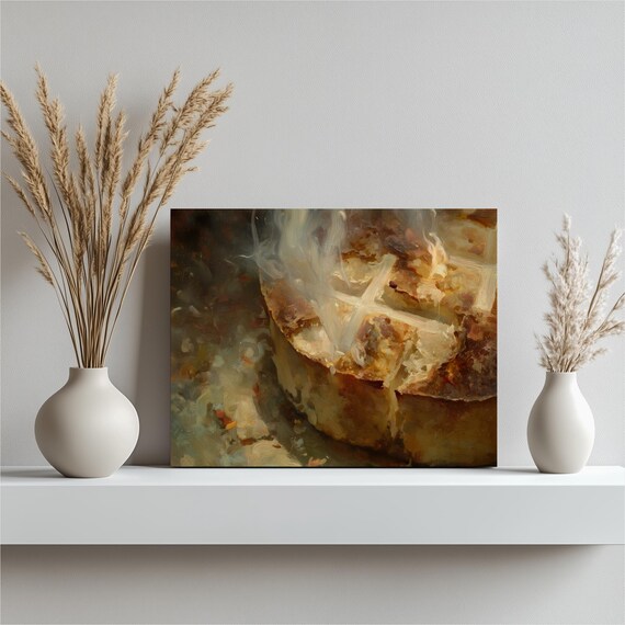 Abstract Golden Fish Impressionist Oil Painting Warm Tones Art Print