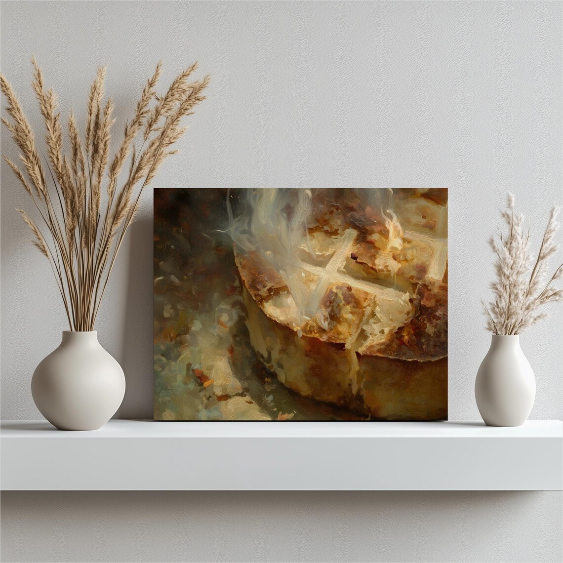 Abstract Golden Fish Impressionist Oil Painting Warm Tones Art Print