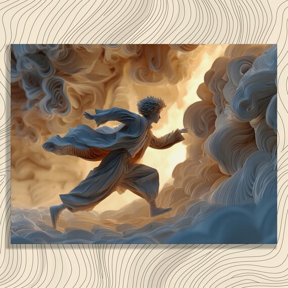 Dynamic Surreal Canvas Wall Art Cloudscape Print Abstract Energy Painting Decor Modern Motion Artwork Exclusive Edition