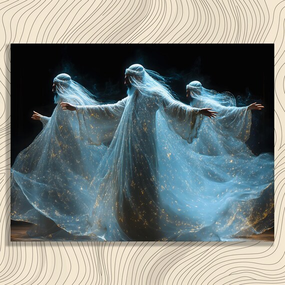 Ethereal Mystic Dance Canvas Wall Art Abstract Print Luminous Painting Spiritual Artwork Sufi Whirling Decor Gift
