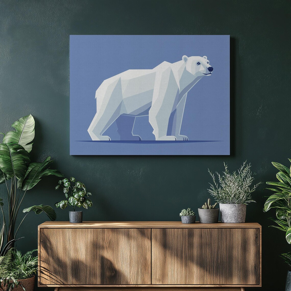 Polar Bear Canvas Wall Art White Artwork For Home Decor Icy Blue Background Minimalist Design High Resolution Print Relax