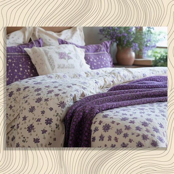 Cozy Vintage Floral Bedding Country Farmhouse Flower Art Photo Poster