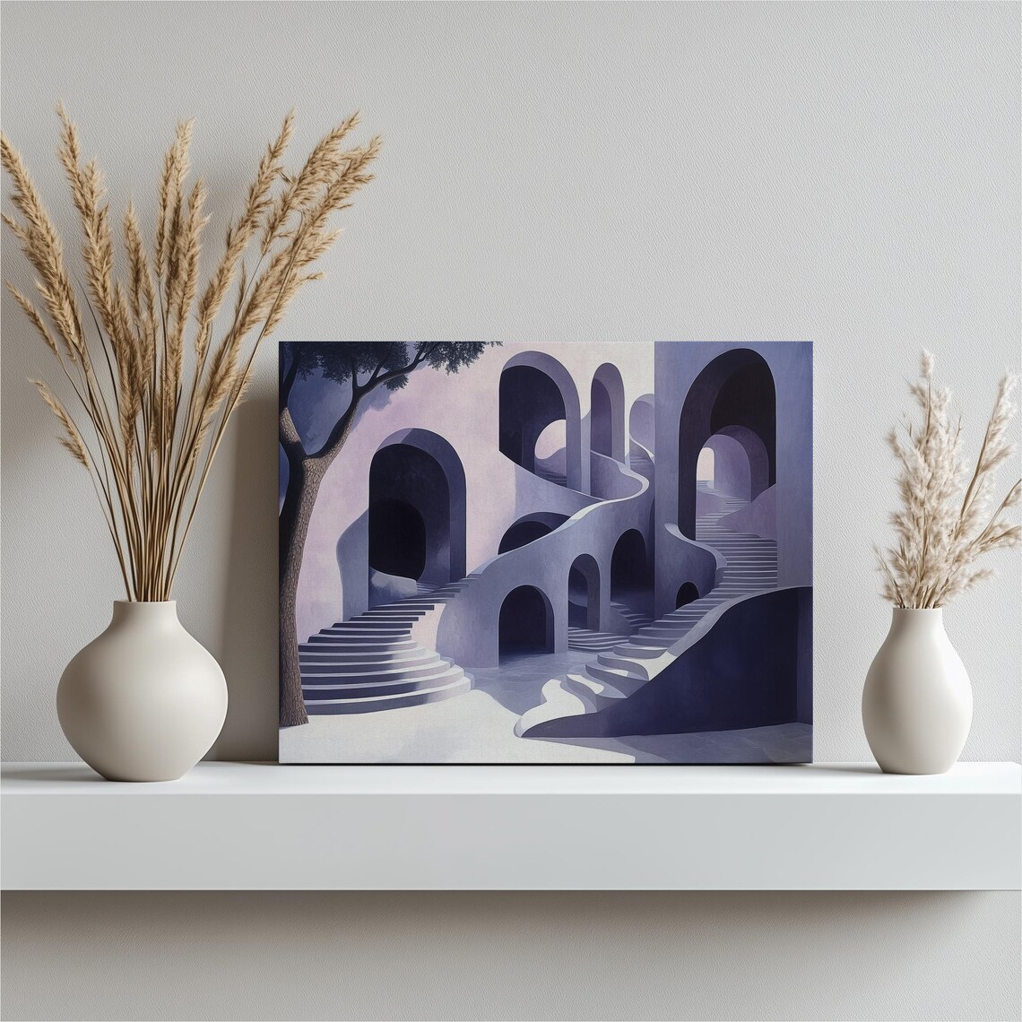 Balance Canvas Wall Art Escher Style Prints Abstract Home Decor Geometric Patterns Optical Illusion Modern Design Artwork Professional