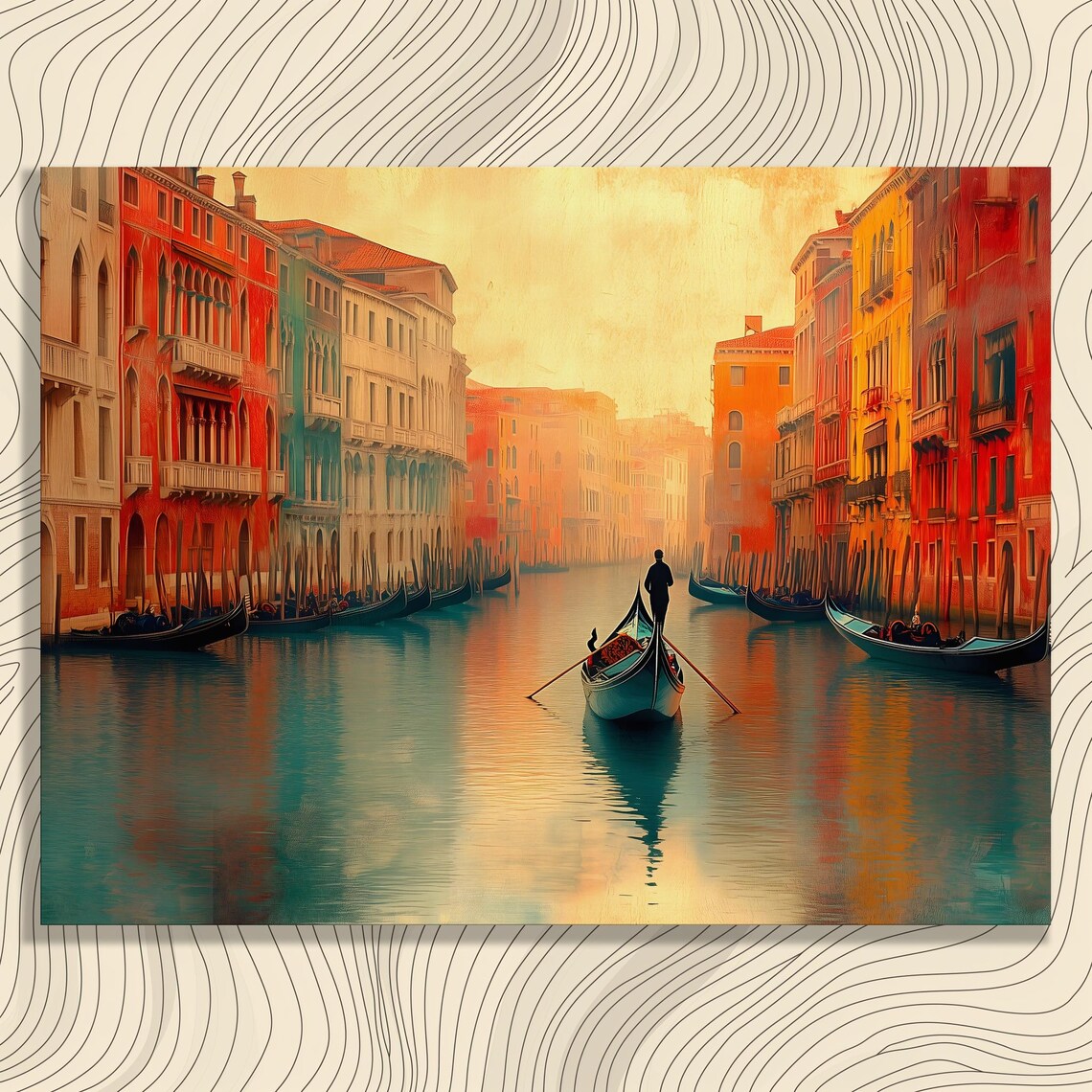 Venetian Gondola Canal Sunlit Colorful Impressionist Venice Poster