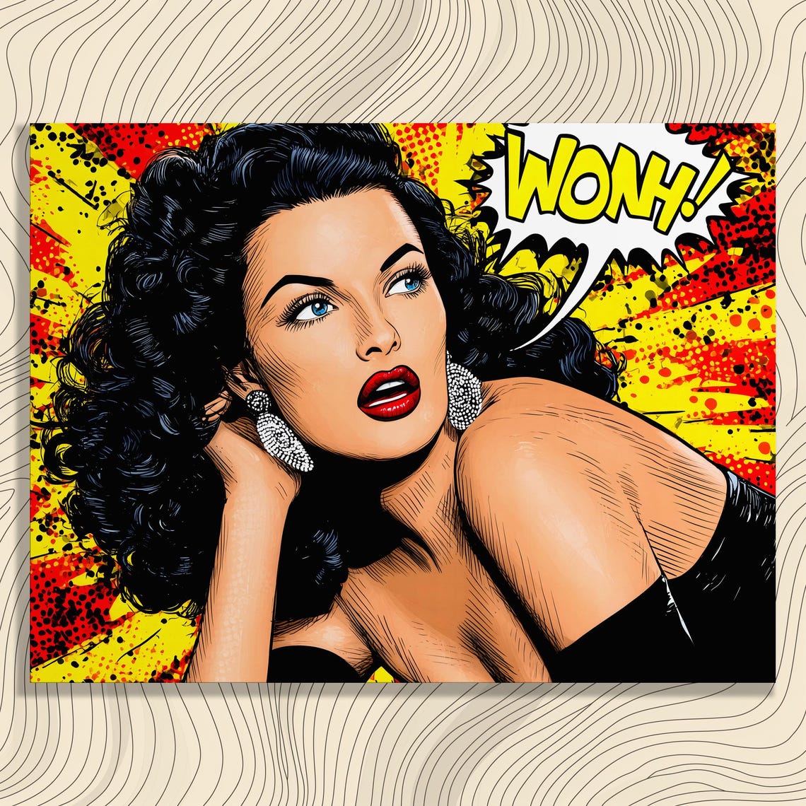 Pop Art Woman With Wow Speech Bubble Retro Comic Style Poster