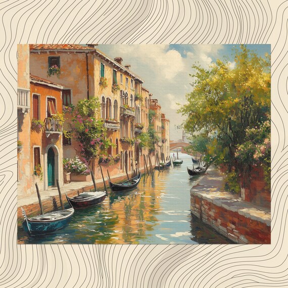 Venice Canals Canvas Wall Art Stunning Watercolor Cityscape Vibrant Colors Home Decor Italy Landscape Print