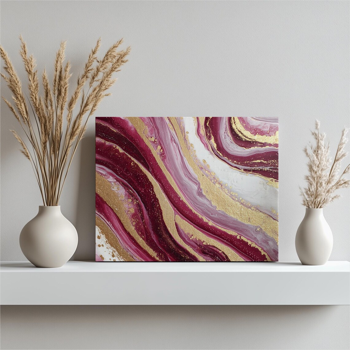 Pink Gold White Geode Marble Fluid Art Swirl Abstract Poster