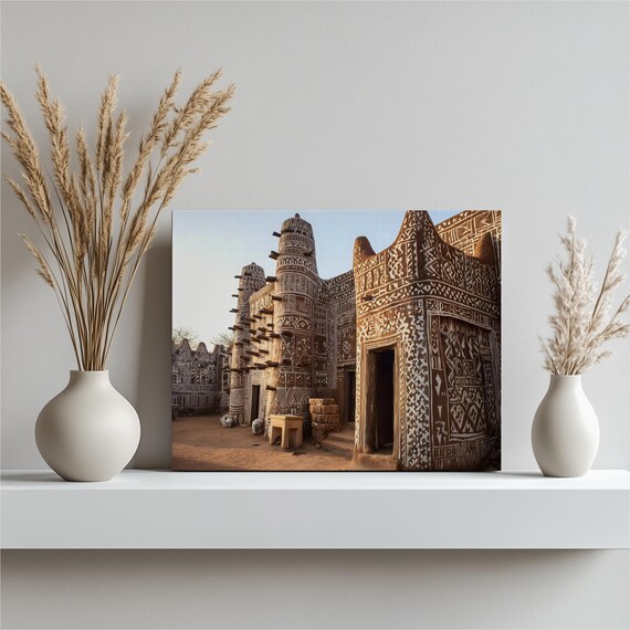 Decorated Mud Houses Geometric Patterns African Village Architecture Poster
