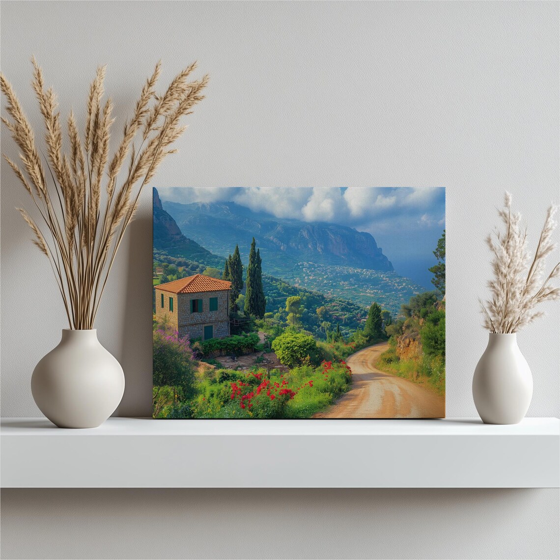 Lebanon Mediterranean Coast Village Stone House Hills Poster