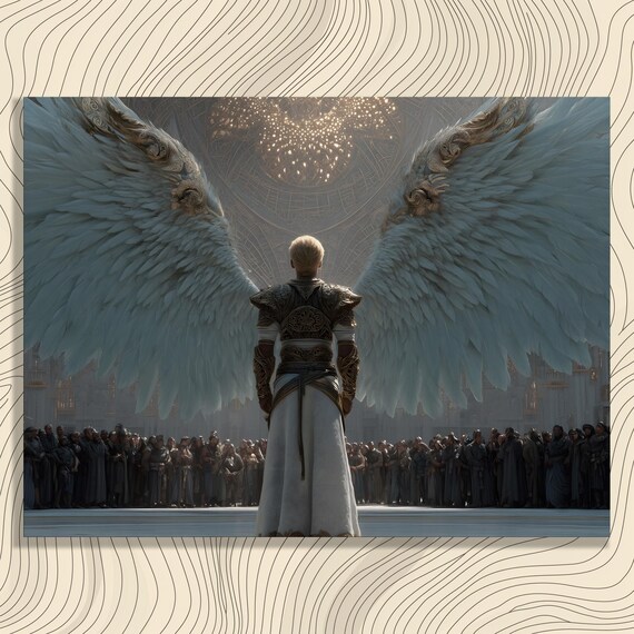Majestic Angel Wings Epic Fantasy Celestial Being Art Poster