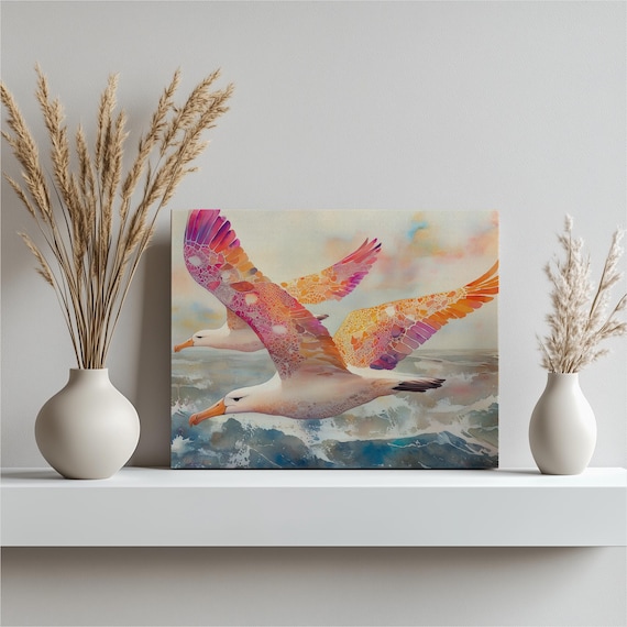 Albatross Coastal Nature Art Print, Nursery Decor