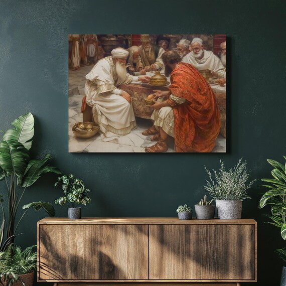 Biblical Priest Canvas Wall Art Vintage Religious Gift Ancient Scripture Decor Spiritual Historical Scene Print