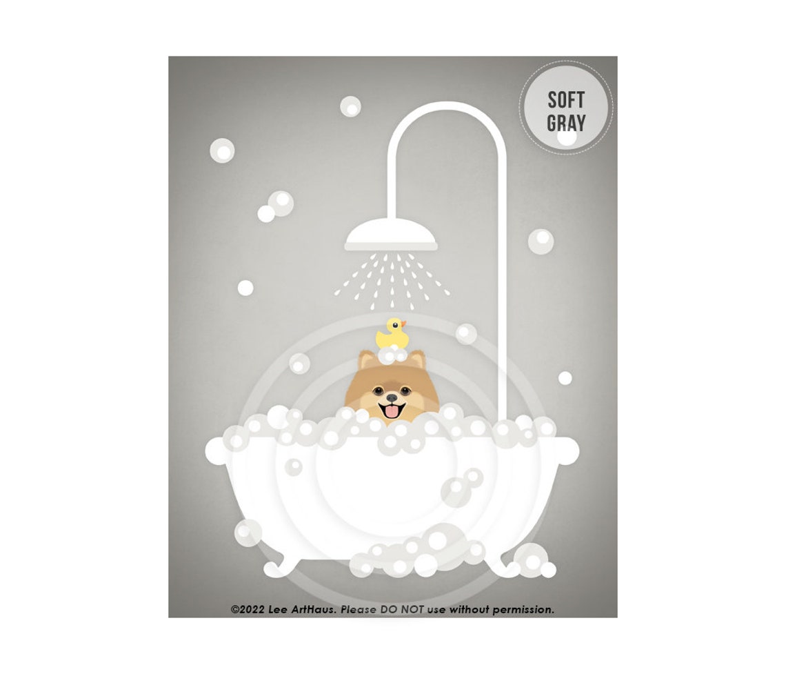 Pomeranian in Bubble Bath With Rubber Duck Cute Puppy Poster - Image 3