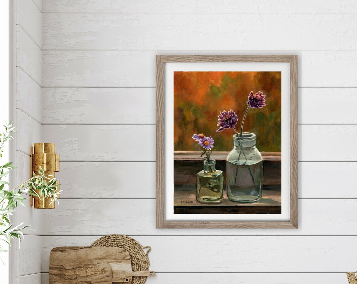 Purple Flowers Still Life, Vintage Floral Art Print - Image 5