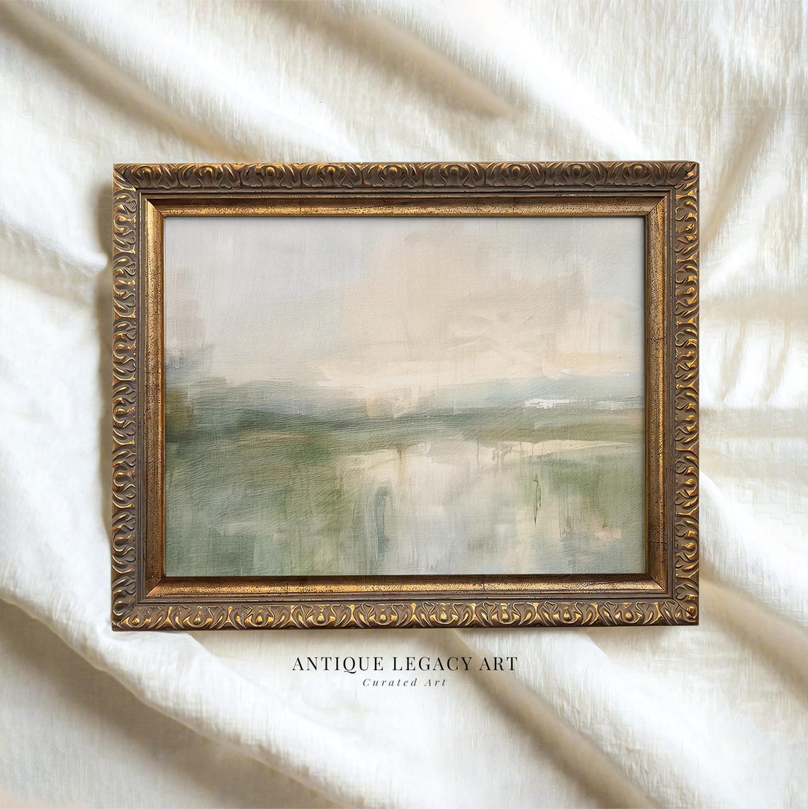 Green Beige Abstract Summer Landscape Soft Minimalist Art Poster