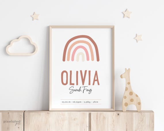 Rainbow Birth Print Editable File Template Corjl