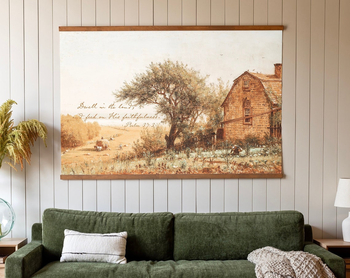 Vintage Autumn Scripture Wall Art On Tapestry Thanksgiving Decor Fall Themed Wall Decor Psalm 373 Scripture Tapestry 515