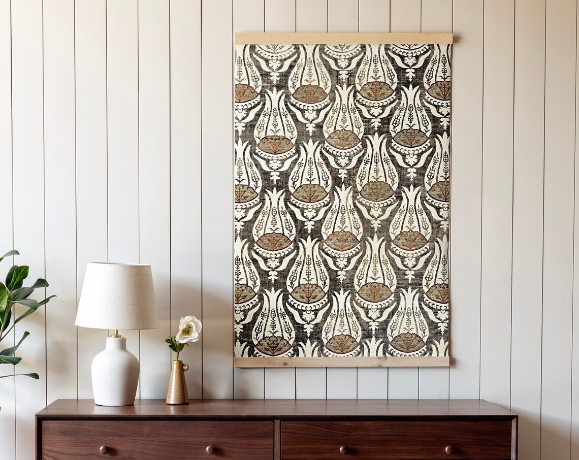 Tulip Floral Textile Art, Modern Pattern Tapestry