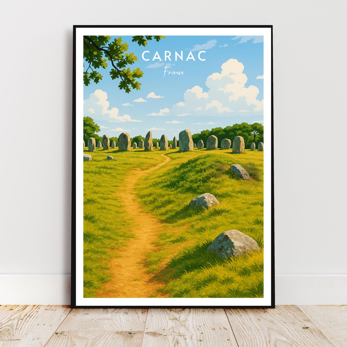 Carnac France Ancient Standing Stones Green Meadow Travel Poster