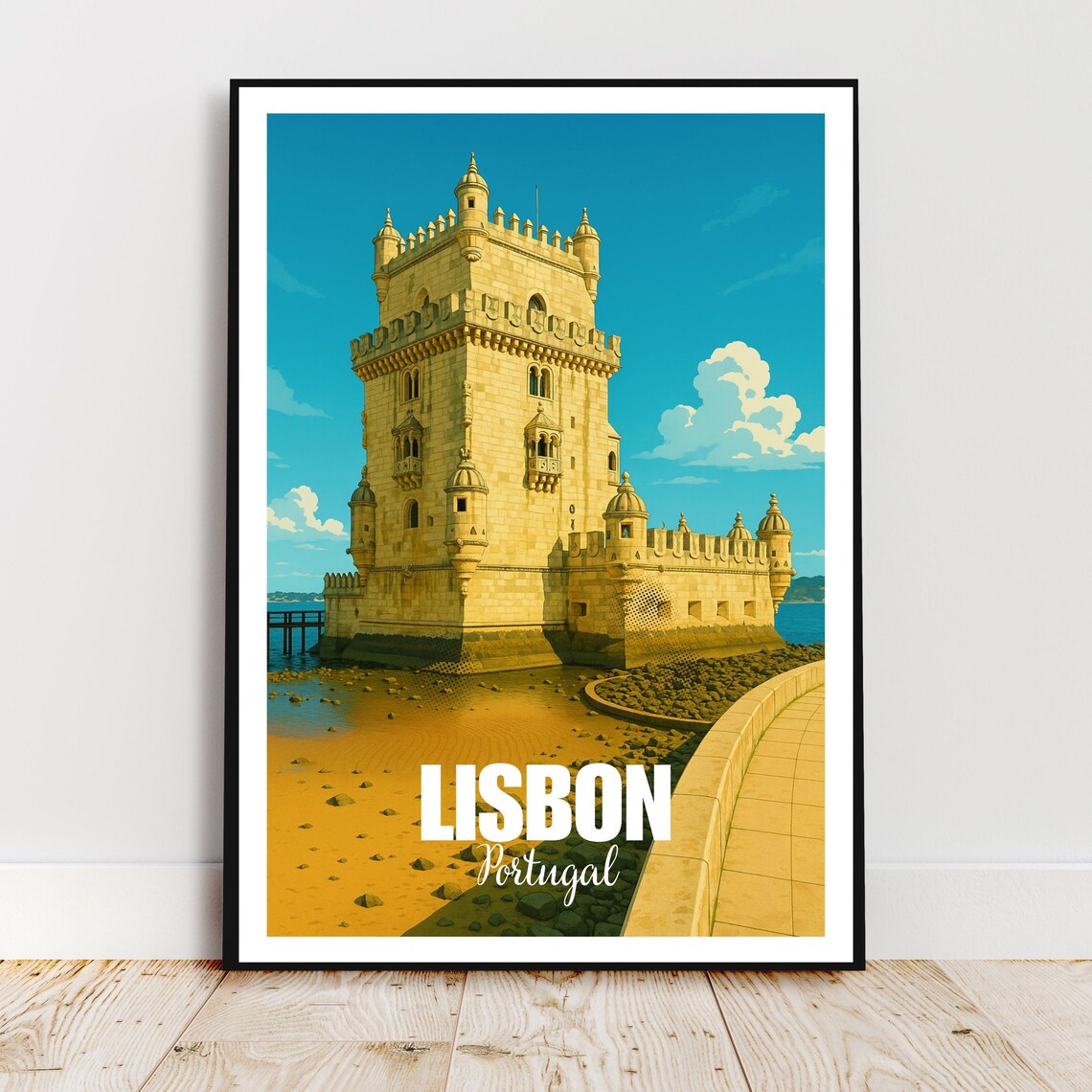 Lisbon Belem Tower Portugal Historic River Fortress Travel Poster