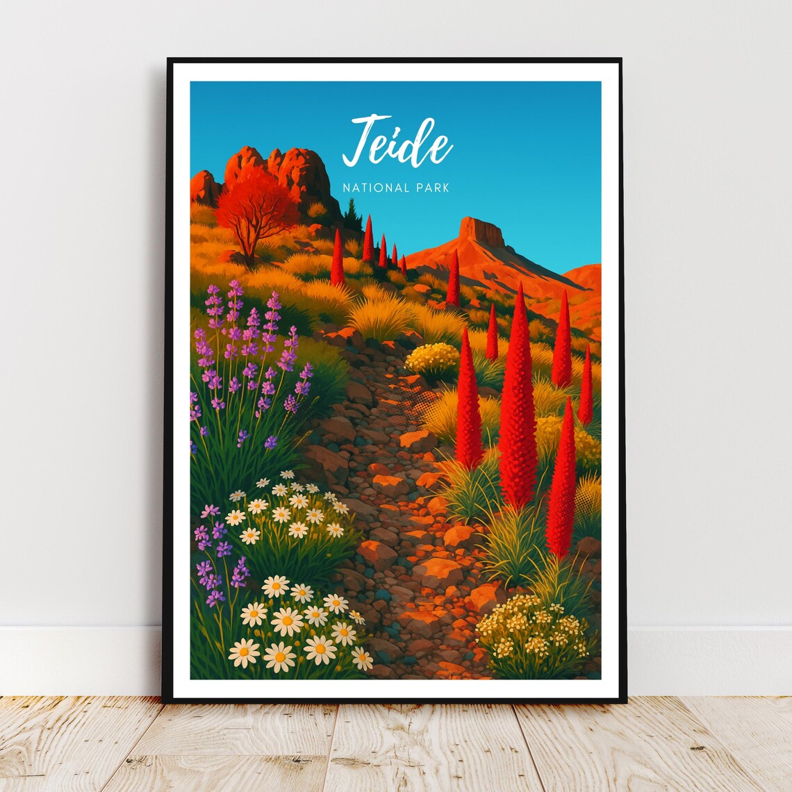 Teide National Park Spain Volcanic Wildflower Landscape Poster