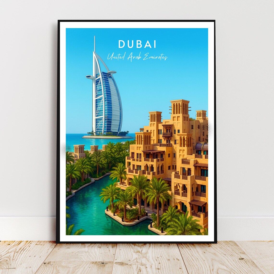 Dubai United Arab Emirates Burj Al Arab Skyline Travel Poster