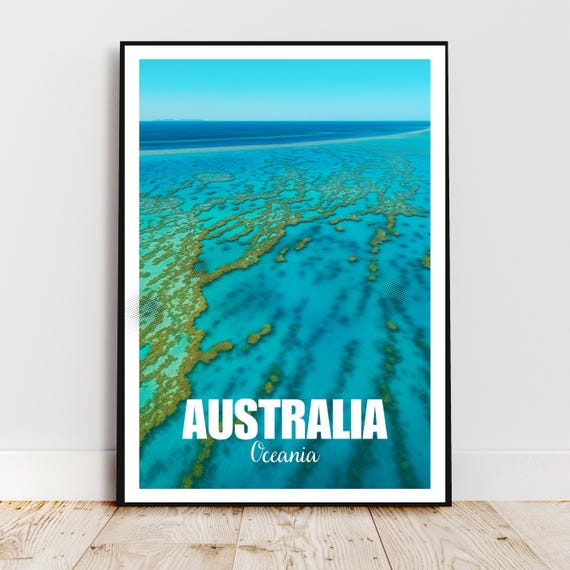 Travel Wall Art Australia Oceania Great Barrier Reef Unesco Modern Retro Vintage Poster Gift Print