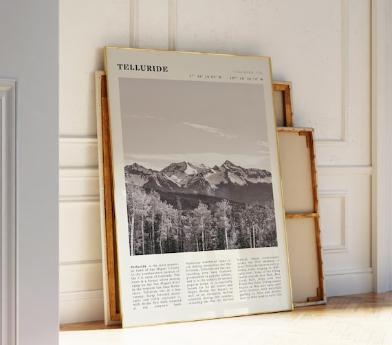 Telluride Colorado Rocky Mountain Peaks Black And White Poster