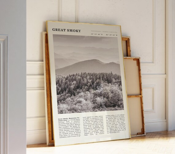 Great Smoky Mountains Print Tennessee Wall Art Minimalist National Park Poster Scenic Gift For Nature Lovers