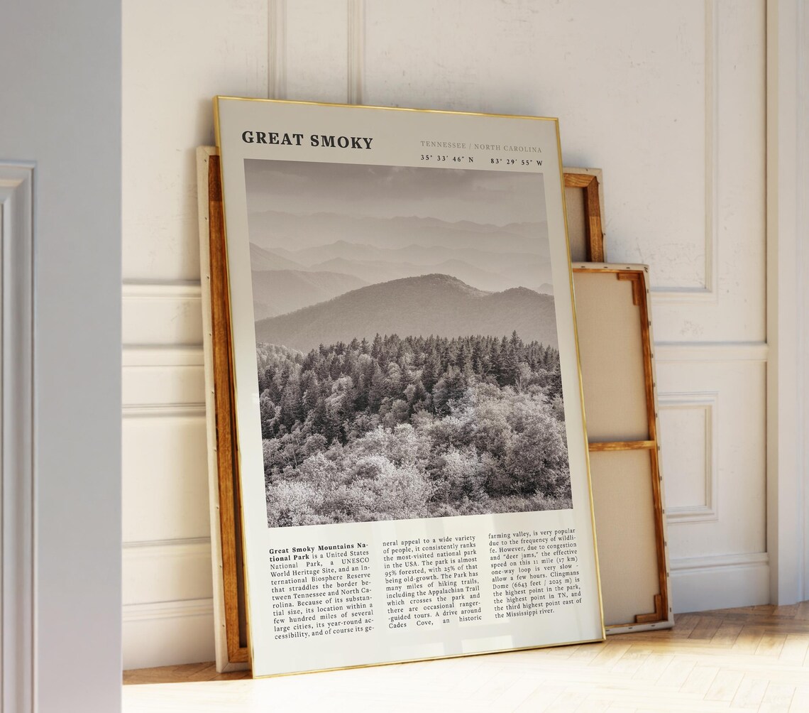 Great Smoky Mountains Tennessee Vintage National Park Travel Poster