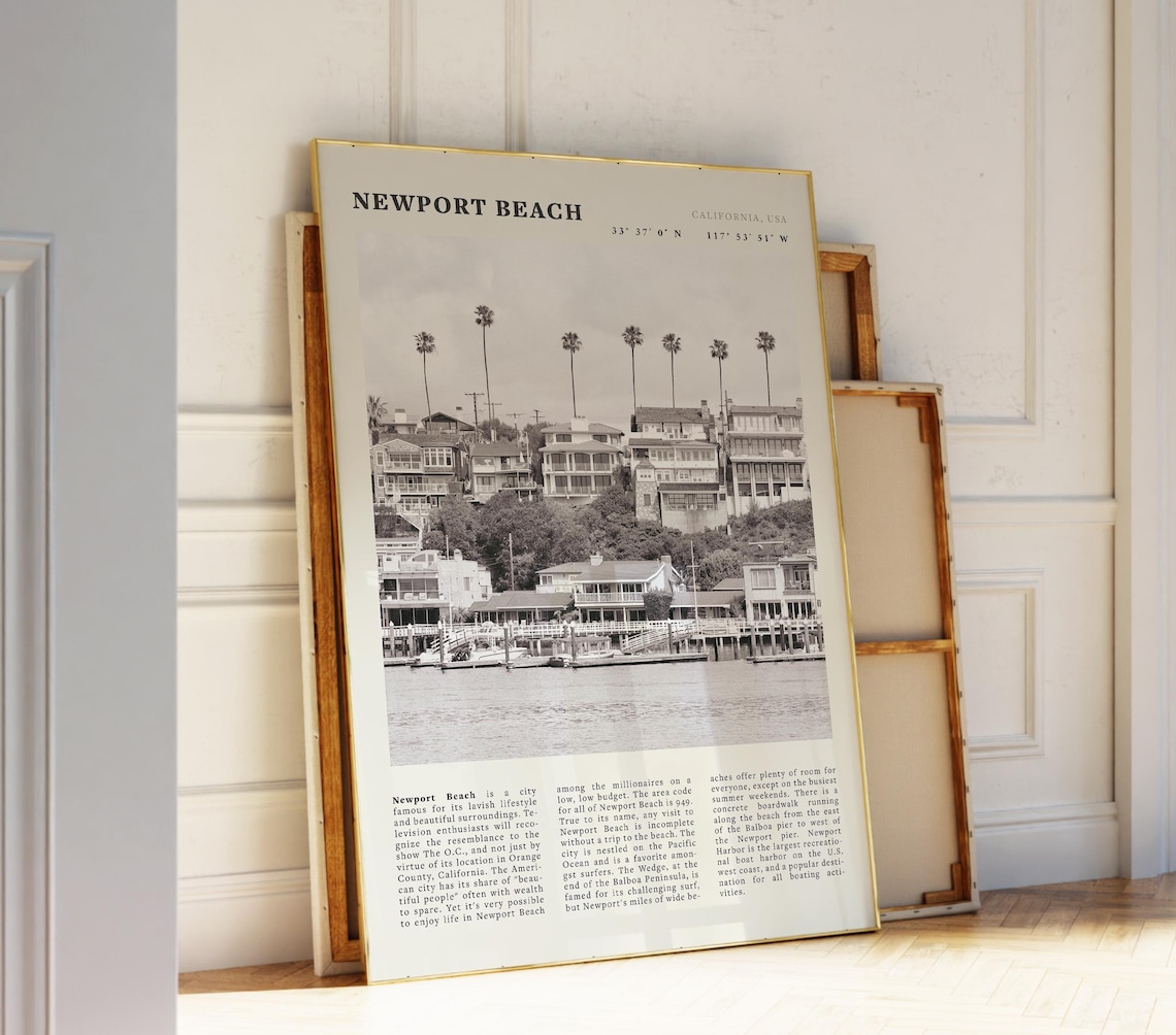 Newport Beach Vintage Poster, Coastal Wall Art
