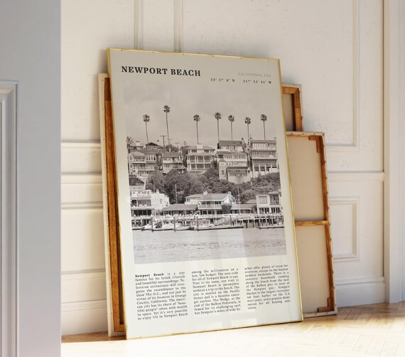 Newport Beach Vintage Poster, Coastal Wall Art