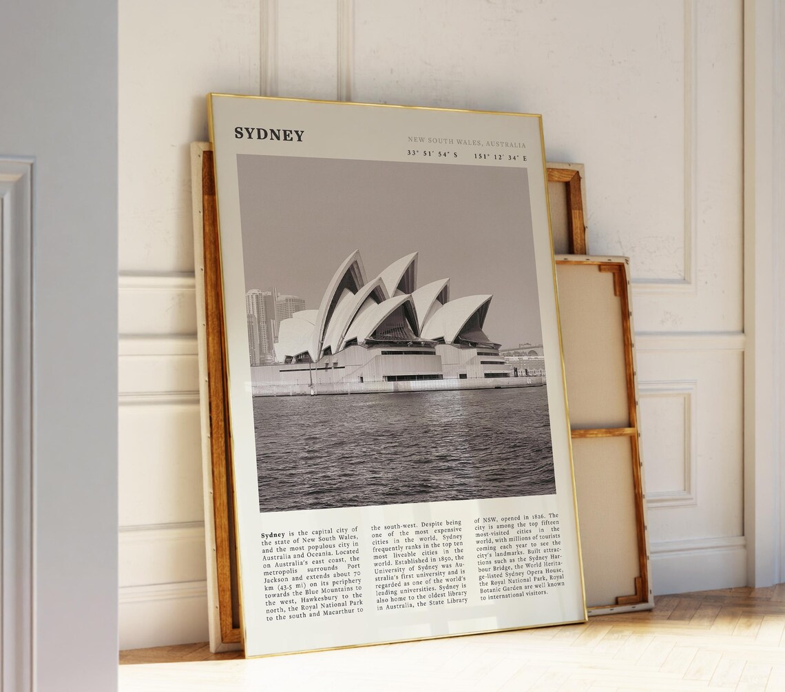 Sydney Opera House Harbor New South Wales Sepia Travel Poster