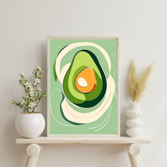 Avocado Print Fruit Market Print Art Abstract Wall Art Art Colourful Art Maximalist Minimalistic