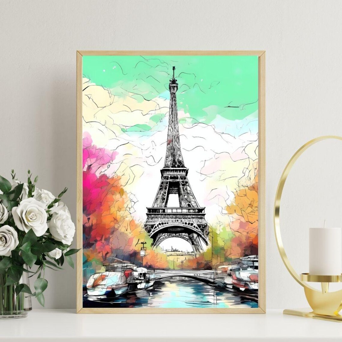 Eiffel Tower Abstract Art Print, Maximalist Style - Image 2