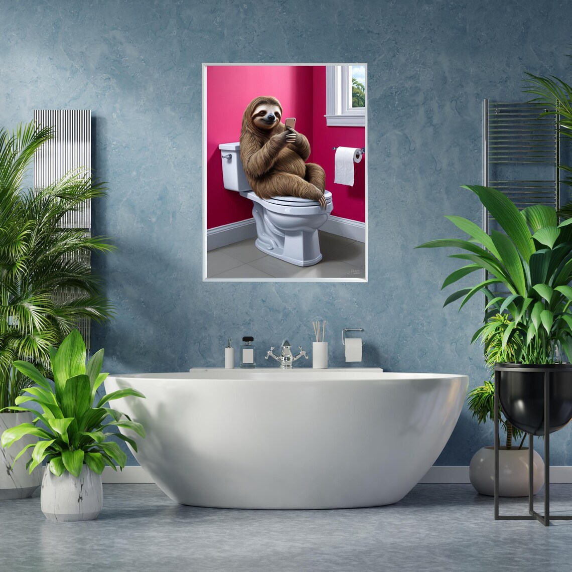 Whimsical Sloth Bathroom Art, Funny Toilet Decor - Image 5