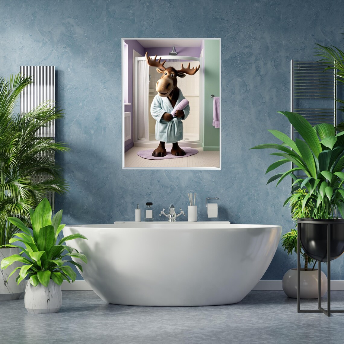 Relaxing Moose, Cute Bathroom Decor Gift - Image 5