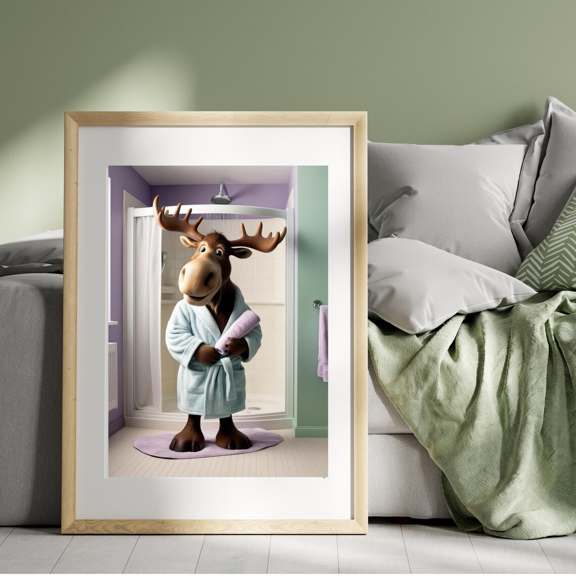 Relaxing Moose, Cute Bathroom Decor Gift - Image 2