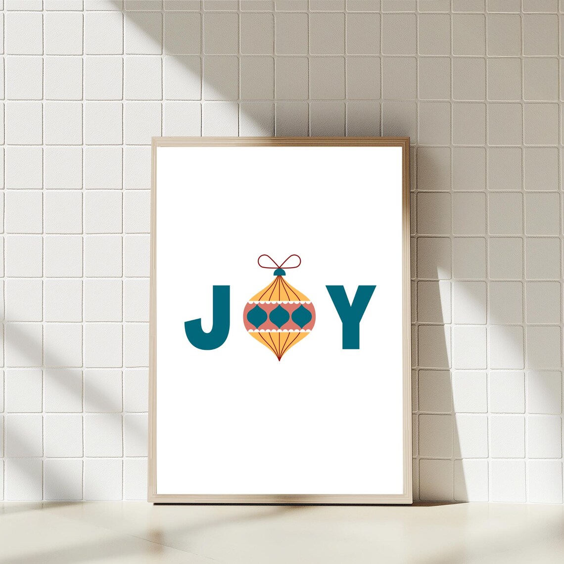 Joy Christmas Minimalist Bauble Typography Art Print