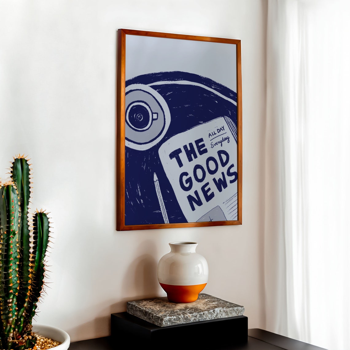 The Good News Aesthetic Christian Wall Art Modern Christian Art Print Trendy Newspaper And Coffee Poster Retro Christian Gospel Art Poster - Image 2