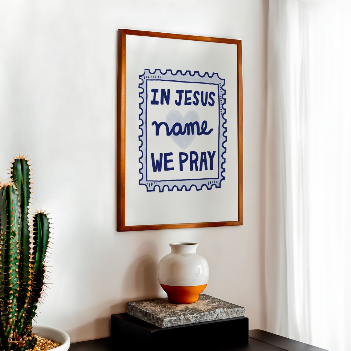 In Jesus Name Sign Retro Christian Art Print - Image 2